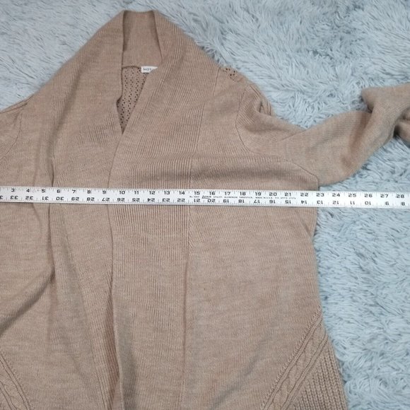 Notations Womens Cardigan Sweater Biege XL‎ Crochet Knit Open Front Long Sleeve - Picture 6 of 10